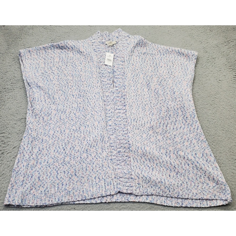LOFT Oversized Cardigan‎ Womens XS/S Multicolor Cable Knit Sleeveless Open Front